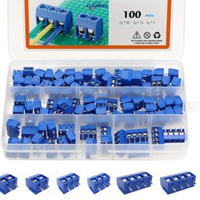Resim 100 adet GAJING 2P 3P 4P 5mm/0.2 inç PCB Montaj Vida Terminalli Blok Bağlayıcı Arduino ve Ev Elektroniği Projeleri Kablosu 22-14AWG 