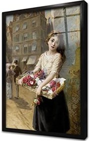 Resim Çiçekci Kız Çerçeveli Cam Tablo 20x30 cm CB13381 