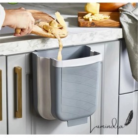 Resim Katlanabilir Mutfak Çöp Kovası, 6 Litrelik, Şık Gri Renkli ve Pratik Kullanım Sağlar. 