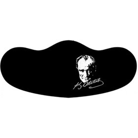 Resim Malinka Atatürk Imzalı Yıkanabilir Bez Kumaş Maske Motosiklet Maskesi 