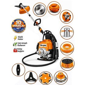 Resim Dragro German Drg-10 + Sırt Tipi Benzinli Ot Çalı Çim Biçme Tırpanı + Full Set Hediyeli T 