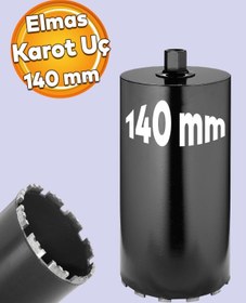 Resim Badem10 Elmas Karot Ucu 140 mm Shun Beton Zemin Duvar Delme Delik Açma Panç Aparat Uç Deprem Numune Al Test 