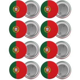 Resim Portekiz Bayrağı Çanta Rozeti Seti 8 Adet En Büyük Boy 5.8Cm Iğne 