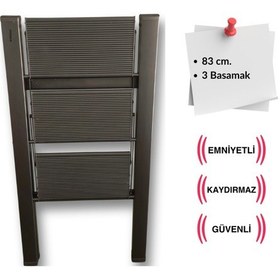Resim Endokon Katlanır Şık Merdiven Antrasit 3 Basamaklı - Alüminyum - Ev - Ofis Merdiveni 
