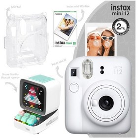 Resim Instax Mini 12 Fotoğraf Makinesi + 10 'lu Film + Şeffaf Kılıf + Divoom Ditoo Pro Bluetooth Hoparlör 