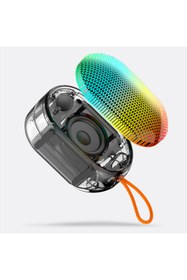 Resim Lenyes S212 Su Geçirmez RGB Işıklı Askılı Taşınabilir Kablosuz Bluetooth Hoparlör v5.3 Siyah 