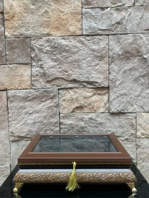 Resim Dekoratif Ahşap Aynalı Takı Kutusu Kahverengi Gold 