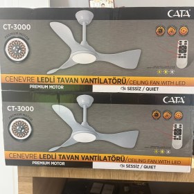 Resim Kassel Aydınlatma CT-3000 Modern Beyaz LED Işıklı Tavan Vantilatörü Fan Havalandırma ve Uzaktan Kumandalı 