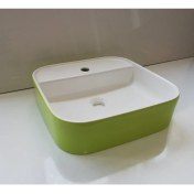 Resim Güral Vit Nova 42 x 42 cm Mobilya Üstü Lavabo Dış Yeşil / Iç Beyaz 