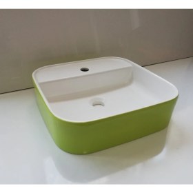Resim Güral Vit Nova 42 x 42 cm Mobilya Üstü Lavabo Dış Yeşil / Iç Beyaz 