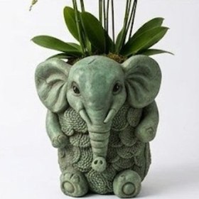 Resim Elephant Planter Vase, Decorative Flower Pot, Polyester Elephant Sculpture, Animal Decor - Object-11 