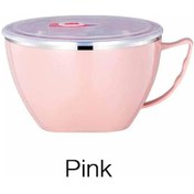 Resim Taşınabilir Paslanmaz Çelik Kapaklı Anında Erişte Kasesi Çift Pembe 