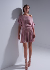 Resim Sim Detaylı Piliseli Pembe Mini Etek - Pembe / S 