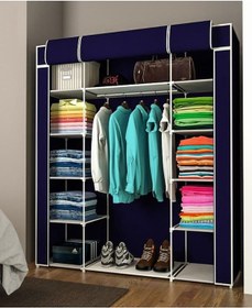 Resim Yükselenticaret Çift Yandan Raflı Bez Dolap Güçlendirilmiş Pvc Profil Lacivert 