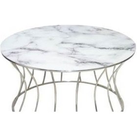 Resim Brc Kum Saati 1016 Orta Sehpa Model Beyaz Mermer Temper Cam Metal 