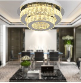 Resim Ardenia 2 Katlı Krom Kristalli Ledli Modern Salon Led Avize 