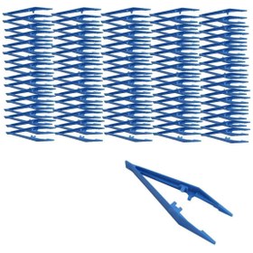 Resim Zürih Ticaret Penset 13 cm Plastik Mavi - Küt Uçlu Dişli Düz Cımbız - 100 Adet Toptan Set 