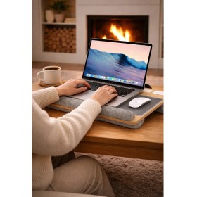 Resim Hodbehod Portatif Laptop Sehpası Tablet Bölmeli Yastıklı Notebook Masası 