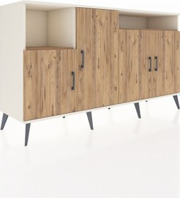 Resim Kronos Konsol 5 Raflı 4 Kapaklı 176x59x99 Aytaşı-çam Aytaşı-çam 