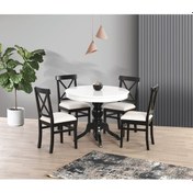 Resim Beyaz Siyah Ayaklı 100 100+30 Fiskos Açılır Lake Masa Beyaz 