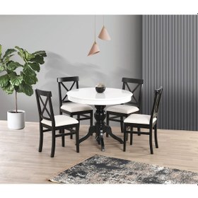 Resim Beyaz Siyah Ayaklı 100 100+30 Fiskos Açılır Lake Masa Beyaz 