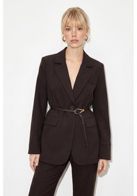 Resim Shade Kadın Astarlı Garni Kol Detaylı Kemerli Blazer Ceket 8146 60286139 - Acı Kahve Kahverengi 