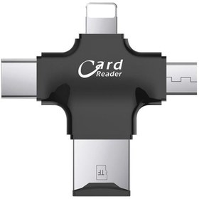 Resim cardreader Gn-24 Otg 4 In 1 Micro Usb Flash Disk Type C Mikro Sd Kart Okuyucu Ios Iphone Android Uyumlu Siyah 