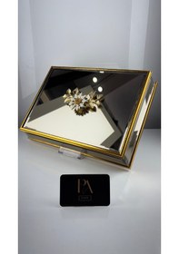 Resim Aynalı Kutu Gondol Şekerlik Sunumluk Söz Nişan Kız İsteme Çikolatalık Dekoratif Obje Biblo Süs Eşya 43 Gold 