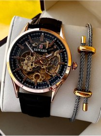 Resim Reward İtalyan Bileklik Hediyeli Deri Kordon Otomatik Mekanizma 5 Atm Erkek Kol Saati W.142270.1 Rose Gold 