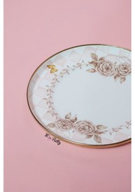 Resim Rosadora Emaye 2'li Pasta Tabağı Dekoratif Vintage Servis Tabağı Pembe 