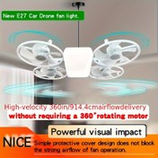 Resim Yeni E27 Araba Drone Tavan Fanı Işığı, 3 Hız Ayarı, 360° Hava Akışı ve LED Aydınlatma - Kolay Kurulum, Ev, Yatak Odası, Ofis, Depo Odası, Yatak Odası Soğutma Fanı, Modern Aydınlatma, Şık Tasarım, Dayanıklı Yapı 