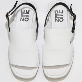 Resim Bueno Shoes Beyaz Siyah Deri Kadın Düz Sandalet 01wu4108 