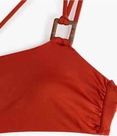 Resim Koton Hafif Destekli Aksesuarlı Tek Omuz Bikini Üstü Kahverengi 5sak10022mm Kahve 