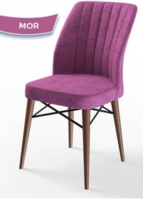 Resim Canisa Flex Serisi, Üst Kalite Mutfak Sandalyesi, 6 Adet Mor Sandalye, Gürgen Ceviz Ahşap Ayak Sandalye Mor Ayaklar Ceviz 