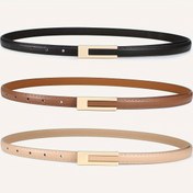 Resim 3 adet Metal Tokalı Kadın Skinny Suni Deri Kemer - Siyah, Kahverengi, Bej - Kotlar, Elbiseler ve Günlük Kıyafetler için Çok Yönlü Bel Kemerleri, Günlük Kıyafetler için Kemerler|Zarif Toka Tasarımı|Dayanıklı Suni Deri Kemerler 