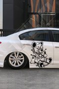 Resim STİCKERCI BEY 60*50 Cm Şişlenmiş Ayı Yan Kapı Siyah Vektörel Özel Tasarım Folyo Kesim Sticker Kaplama 