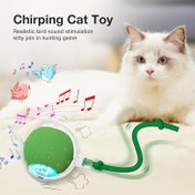 Resim USB Şarj Edilebilir Etkileşimli Kedi Oyuncağı Topu Emme Kupası ile - Tüm Irklar için Yeşil Silikon Yuvarlanan Top, Eğlenceli Evcil Hayvan Oynama ve Egzersiz, Pil Gerekmez, Kedi Topu Oyuncak 