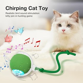 Resim USB Şarj Edilebilir Etkileşimli Kedi Oyuncağı Topu Emme Kupası ile - Tüm Irklar için Yeşil Silikon Yuvarlanan Top, Eğlenceli Evcil Hayvan Oynama ve Egzersiz, Pil Gerekmez, Kedi Topu Oyuncak 