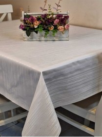 Resim Elyaflı Pvc Muşamba - Desenli Silinebilir Masa Örtüsü Mrl78a Beyaz 