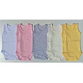 Resim Özdemirli Bebe Özdemirlitekstil Jakarlı Klimalı Askılı Çıtçıtlı Badi (5 Li Paket) Beyaz 