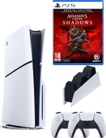 Resim Playstation 5 slim Cdli + 2.kol Dualsense +Şarj istasyonu +Assasin's Creed Shadows ( İthalatçı Garantili) 