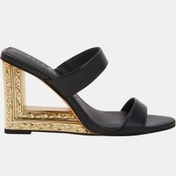 Resim Katy Perry The Framing Kadın Siyah İki Bantlı Altın Dolgu Topuklu Sandalet Siyah 