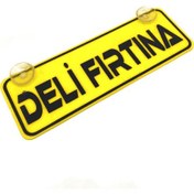 Resim Deli Fırtına Yazılı Sarı Dekor Plaka Vantuzlu Cam Süsü 