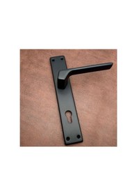 Resim Zey Özel Tasarım Mat Siyah Kare Aynalı Yale Çelik Kapı Kolu 1 Takım 