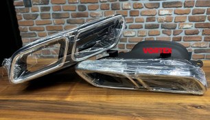 Resim Mercedes C Serisi W205 Arka Egzoz Ucu Seti C63 Gümüş Renk 2014 Sonrası Uyumlu 