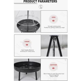 Resim Esranın Dünyası Paslanmaz Çelik Tripod Askılı Katlanır Kömür Barbekü Izrası - Açık Hava Kullanımı Için Ideal 23020 