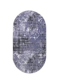 Resim Dijidekor Halı Siyah 8881 Yıkanabilir Saçaksız Oval Kesme İnce Yolluk Kilim Salon Halısı Modelleri Çok Renkli 