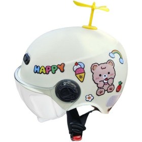 Resim Magideal Suntek Sevimli Çocuk Motosiklet Kaskı Beyaz 