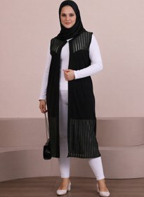 Resim Ferace Kadin Transparan Tasli Uzun Yelek Buyuk Beden Giyim Yelek 