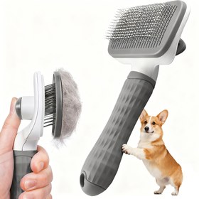 Resim Evcil Hayvan Masaj Tarağı, Tüy Dökme ve Bakım İçin Evcil Hayvan Fırçası, Tek Tıkla Gevşek Astar Temizleme, Köpekler ve Kediler İçin Bakım Aleti 